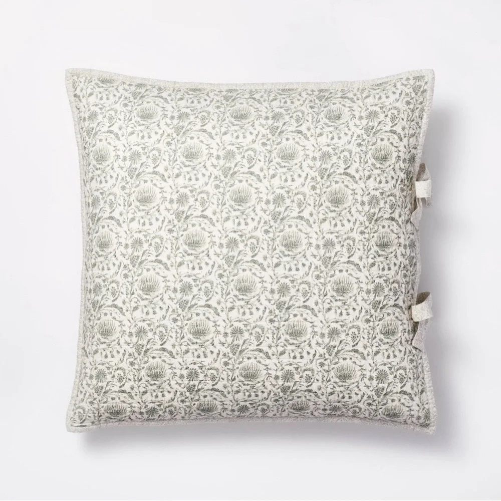Euro Decorative Border Cotton Slub Print Quilt Sham Light Teal Green - Threshold